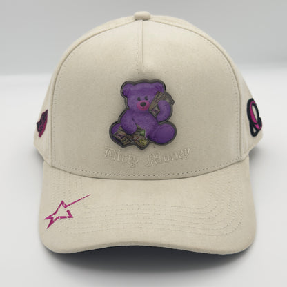 Purple Teddy Beige Curved Cap