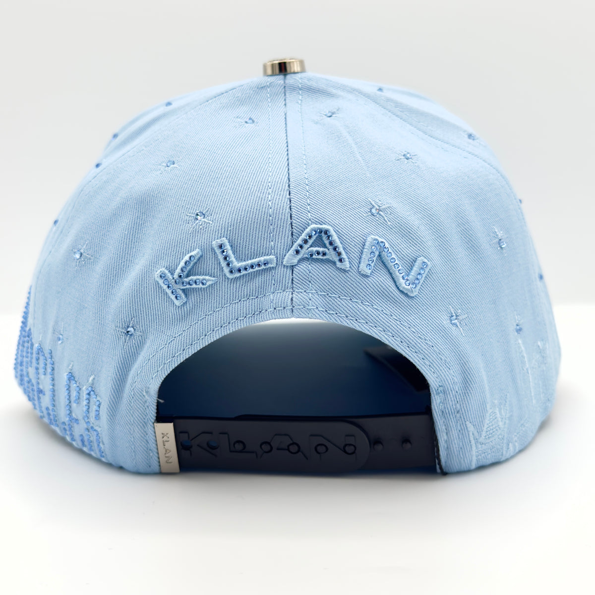 Blue LA Diamonded Flames Semi-Curved Cap