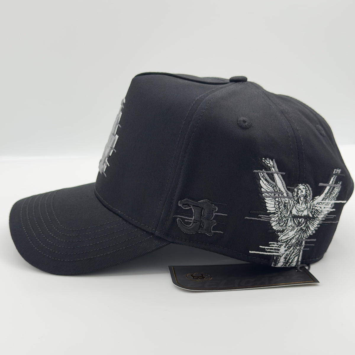 Black LA “Glitch” Fancy Elegant Semi-Curved Cap