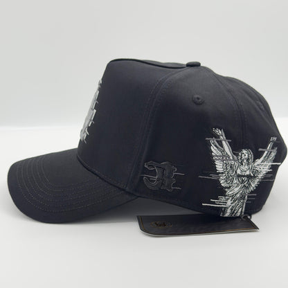 Black LA “Glitch” Fancy Elegant Semi-Curved Cap