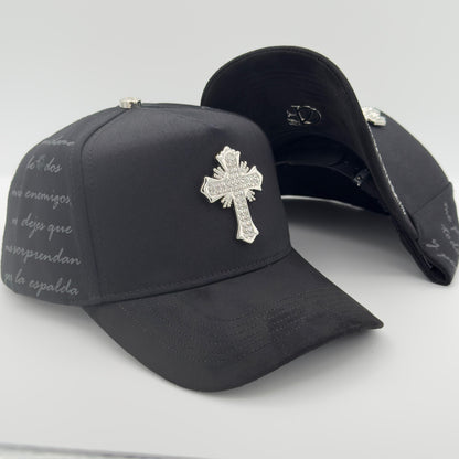 Diamond Silver Cross Semi-Curved Cap