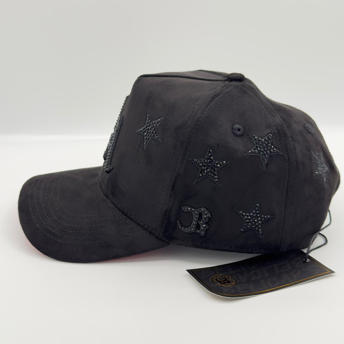 LA CITY OF STARS Diamonded Edition Luxury Black Elegant Semi-Curved Cap