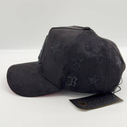 LA CITY OF STARS Diamonded Edition Luxury Black Elegant Semi-Curved Cap