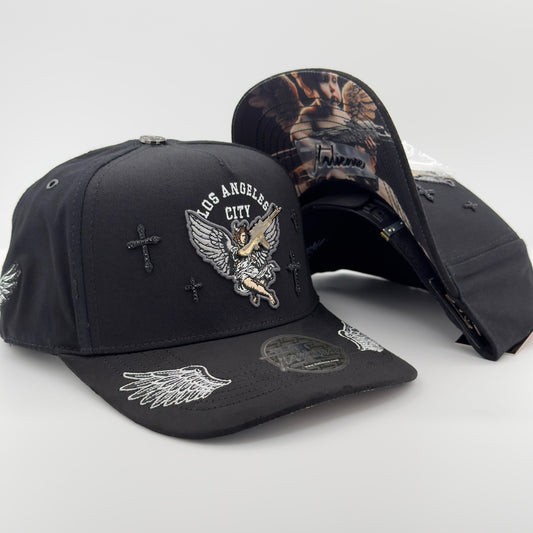 Black Los Angeles City Semi-Curved Cap