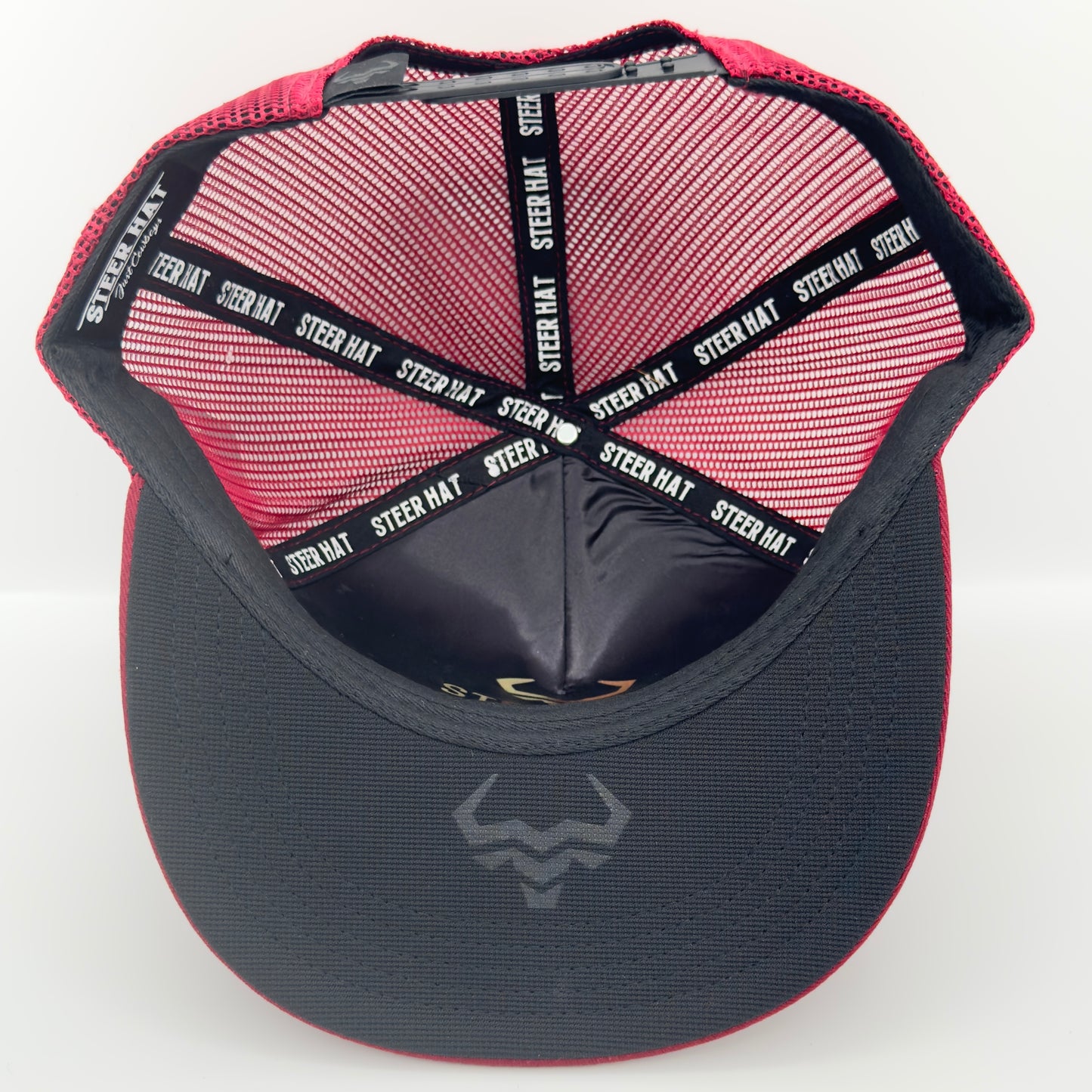 Burgundy Steer Mesh Flat Cap