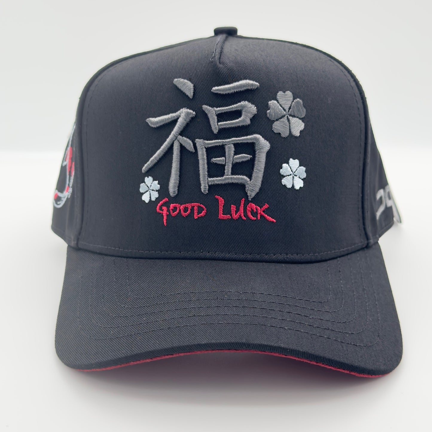 Black/Gray Good Luck Flat Cap