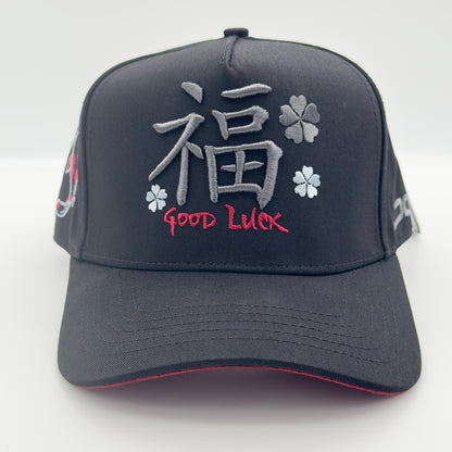 Black/Gray Good Luck Flat Cap
