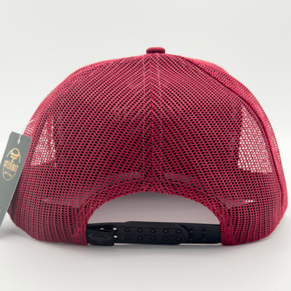 Burgundy Steer Mesh Flat Cap
