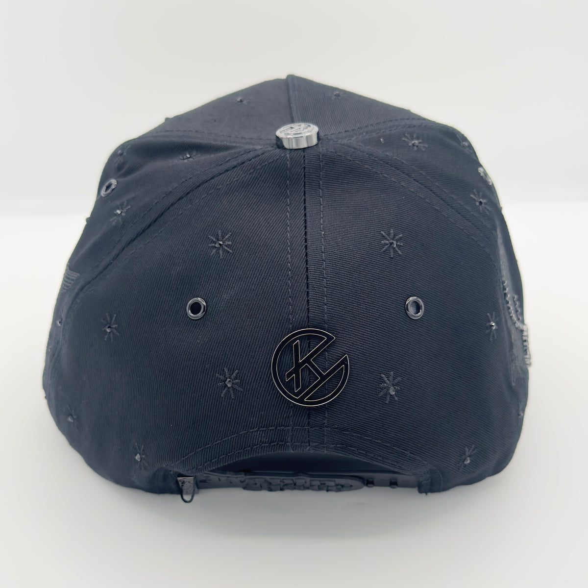 Black/Gray Virgencita Diamonded Luxury Elegant Semi-Curved Cap