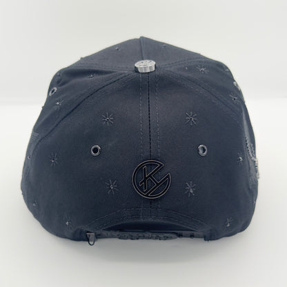 Black/Gray Virgencita Diamonded Luxury Elegant Semi-Curved Cap