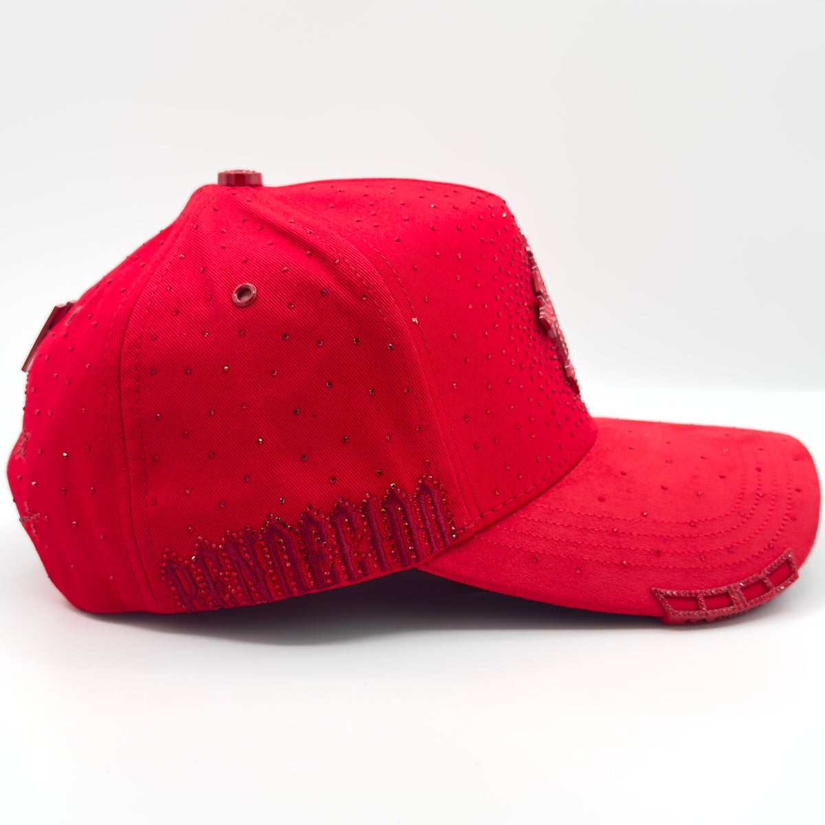 Three Red Crosses Diamonded Elegant Cap