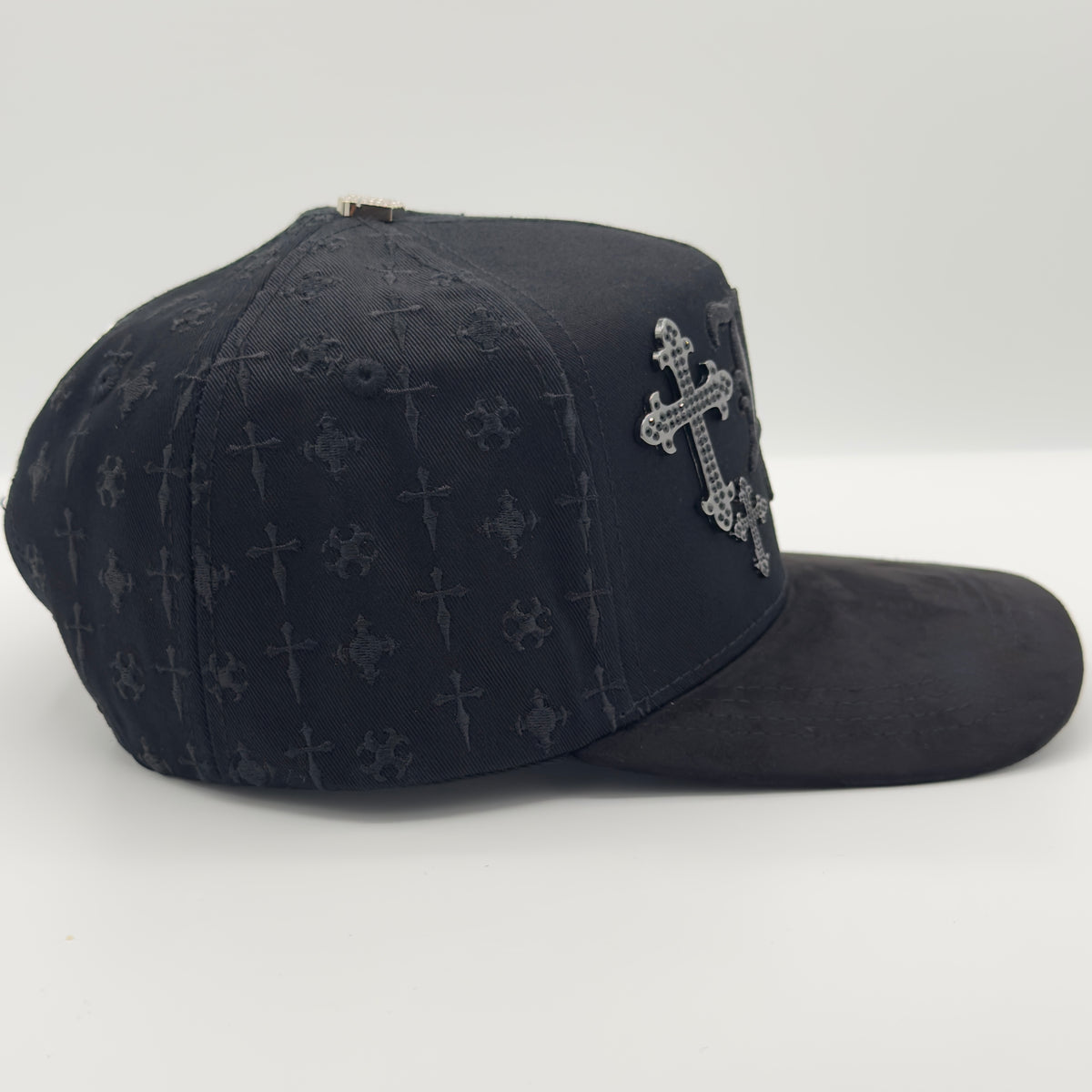 Black LA Gray Crosses Elegant Semi-Curved Cap