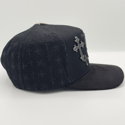 Black LA Gray Crosses Elegant Semi-Curved Cap