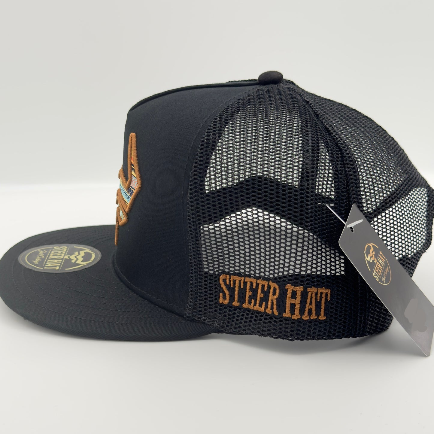 Western Style Steer Mesh Flat Cap