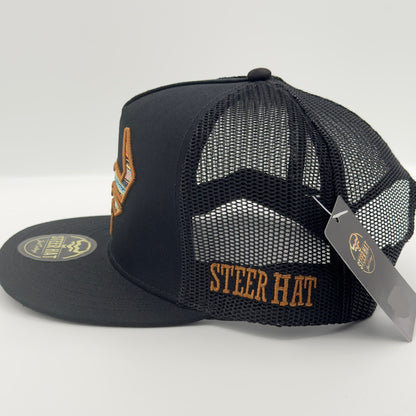Western Style Steer Mesh Flat Cap